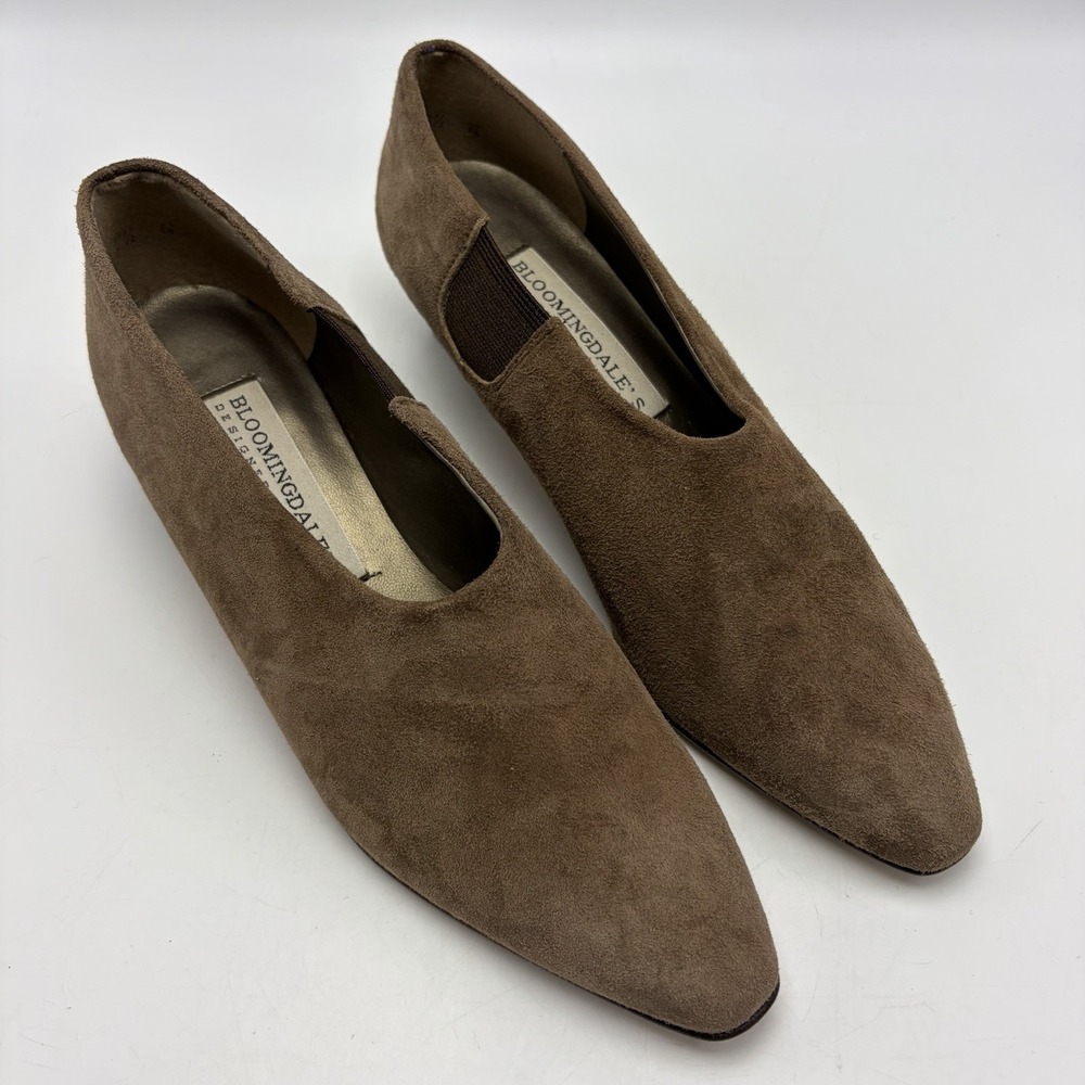 Vintage Bloomingdales Suede Pumps Womens 7.5 N Shoes Italy Office Career Neutral